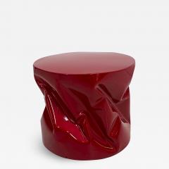 Contemporary Red Lacquered Metal Side Table - 2072232