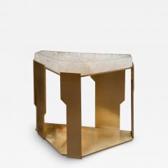 Contemporary Rock Crystal and Brass Table with Geometric Base - 2486942