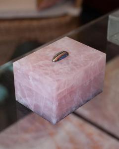 Contemporary Rose Quartz Box with Sapphire Pav Jewelled Insect - 3071683