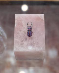 Contemporary Rose Quartz Box with Sapphire Pav Jewelled Insect - 3071686