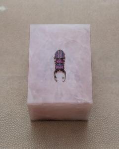 Contemporary Rose Quartz Box with Sapphire Pav Jewelled Insect - 3071689