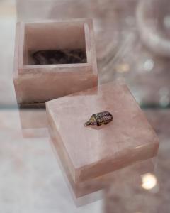 Contemporary Rose Quartz Box with Sapphire Pav Jewelled Insect - 3071714