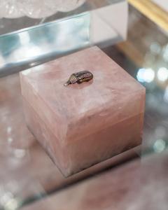 Contemporary Rose Quartz Box with Sapphire Pav Jewelled Insect - 3071715