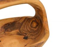 Contemporary Rustic Modern Organic Form Small Olive Wood Basket - 4673765