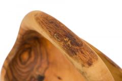 Contemporary Rustic Modern Organic Form Small Olive Wood Basket - 4673766