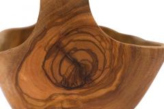 Contemporary Rustic Modern Organic Form Small Olive Wood Basket - 4673774