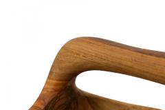 Contemporary Rustic Modern Organic Form Small Olive Wood Basket - 4673776