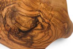 Contemporary Rustic Modern Organic Form Small Olive Wood Basket - 4673777