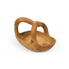 Contemporary Rustic Modern Organic Form Wooden Basket - 4720758