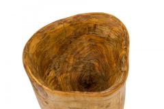 Contemporary Rustic Modern Organic Form Wooden Footed Vase - 4674173