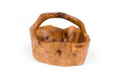 Contemporary Rustic Organically Shaped Olive Wood Basket - 4673780
