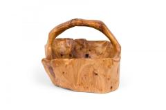 Contemporary Rustic Organically Shaped Olive Wood Basket - 4673782