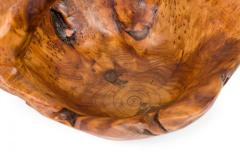 Contemporary Rustic Organically Shaped Olive Wood Basket with Handle - 4673796