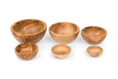 Contemporary Rustic Style Olive Wood Nesting Bowl Set - 4675897