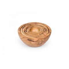 Contemporary Rustic Style Olive Wood Nesting Bowl Set - 4742245