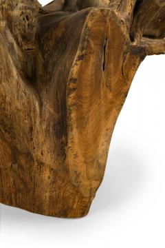 Contemporary Rustic Tree Root and Clear Oval Glass Coffee Table - 4660662
