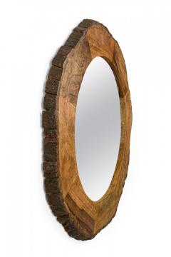 Contemporary Rustic Wooden Frame Circular Wall Mirror - 4171145