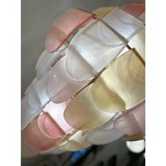 Contemporary Sanded Pink and Amber Petals Murano Glass Chandelier Style - 4303389