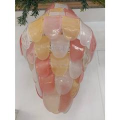 Contemporary Sanded Pink and Amber Petals Murano Glass Chandelier Style - 4303390