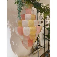 Contemporary Sanded Pink and Amber Petals Murano Glass Chandelier Style - 4303391
