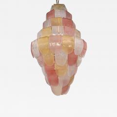 Contemporary Sanded Pink and Amber Petals Murano Glass Chandelier Style - 4306146