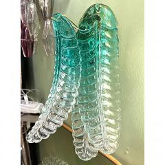 Contemporary Scenographic Set of Two Greeen Felci Murano Glass Wall Sconces - 4209009
