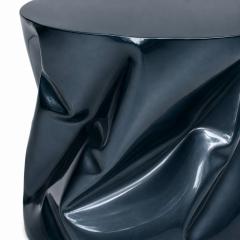 Contemporary Sculptural Blue Lacquered Metal Side Table - 4746658