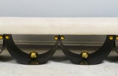 Contemporary Sculptural Iron Bench with Polished Brass Decorations - 4461721