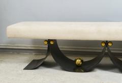 Contemporary Sculptural Iron Bench with Polished Brass Decorations - 4461722