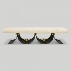 Contemporary Sculptural Iron Bench with Polished Brass Decorations - 4461725