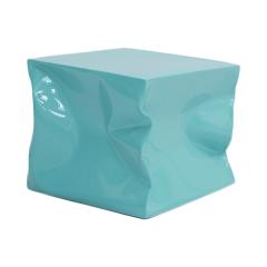 Contemporary Sculptural Light Blue Green Lacquered Metal Side Table - 4747471