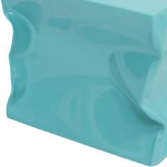 Contemporary Sculptural Light Blue Green Lacquered Metal Side Table - 4747474