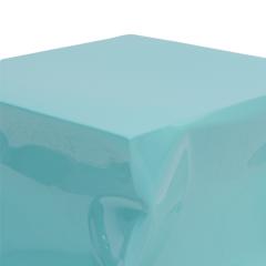 Contemporary Sculptural Light Blue Green Lacquered Metal Side Table - 4747477