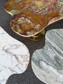 Contemporary Set of 3 Brass and Marble Nesting Tables Italy - 4410977