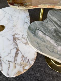 Contemporary Set of 3 Brass and Marble Nesting Tables Italy - 4410983