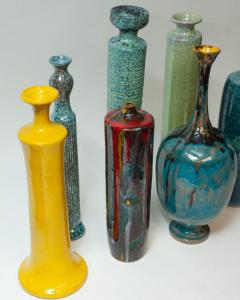 Contemporary Set of 8 Italian Mid Century Inspired Glazed Ceramic Vases - 3344797