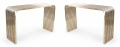 Contemporary Silver Metal Curved Metal Slat Console Tables - 2793618
