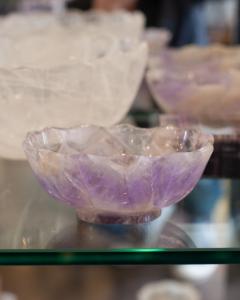 Contemporary Small Scalloped Amethyst Crystal Bowl with Foot - 3885529