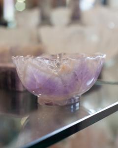 Contemporary Small Scalloped Amethyst Crystal Bowl with Foot - 3885531