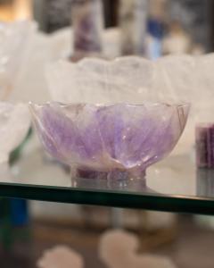 Contemporary Small Scalloped Amethyst Crystal Bowl with Foot - 3885532