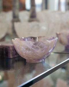 Contemporary Small Scalloped Amethyst Crystal Bowl with Foot - 3885535