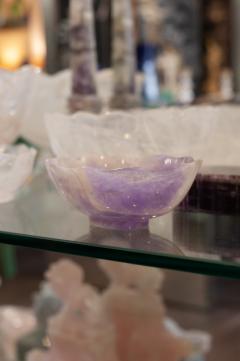 Contemporary Small Scalloped Amethyst Crystal Bowl with Foot - 3885538