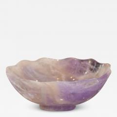 Contemporary Small Scalloped Amethyst Crystal Bowl with Foot - 3890388