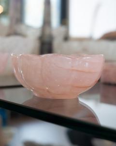 Contemporary Small Scalloped Rose Quartz Crystal Bowl with Foot - 3885560