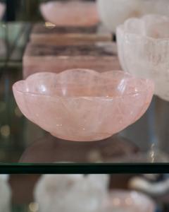 Contemporary Small Scalloped Rose Quartz Crystal Bowl with Foot - 3885562