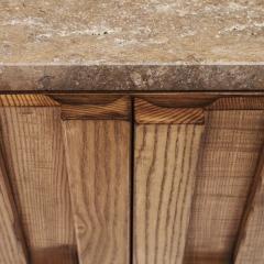 Contemporary Solid Oak Wood And Travertine Pair Of Italian Sideboards - 4544162