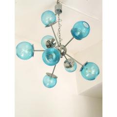 Contemporary Sputnik Light Blue Ballotton Murano Glass Chandelier - 4302960