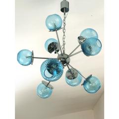 Contemporary Sputnik Light Blue Ballotton Murano Glass Chandelier - 4302962
