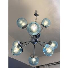 Contemporary Sputnik Light Blue Ballotton Murano Glass Chandelier - 4302963