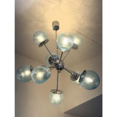 Contemporary Sputnik Light Blue Ballotton Murano Glass Chandelier - 4302966